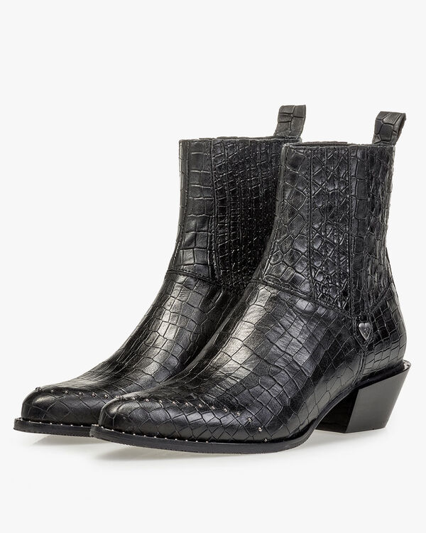 Chelsea Boot Reptilienprint schwarz