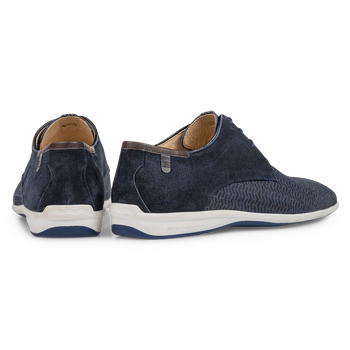 Lace shoe printed nubuck leather blue