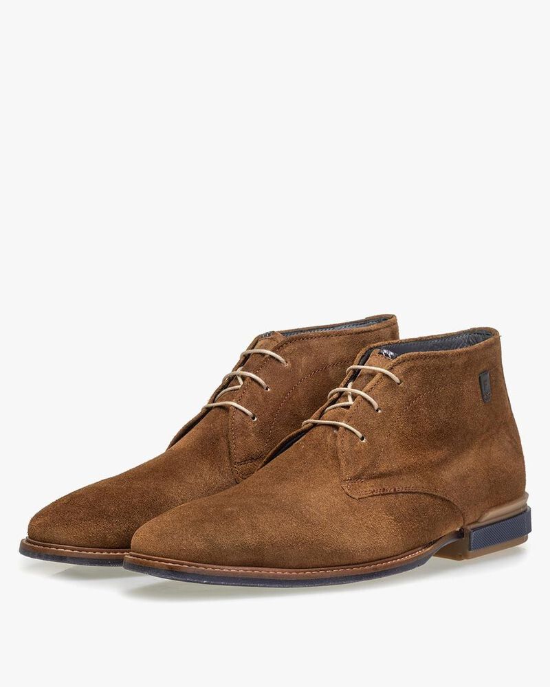 Boot suede leather cognac