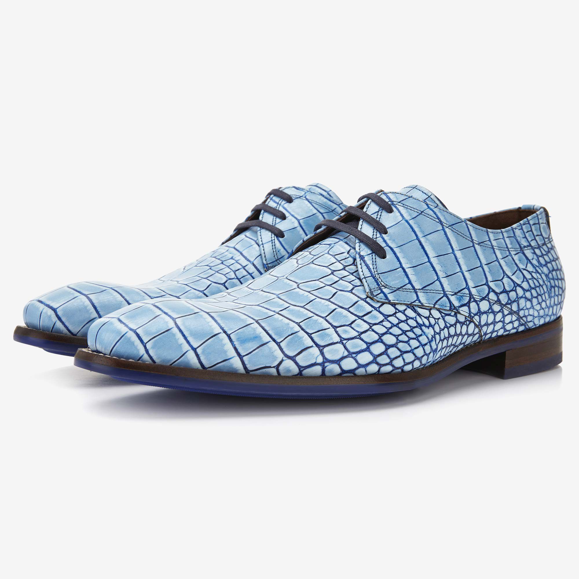 Lace up shoes men Floris van Bommel light blue crocodile print men s lace up shoe Floris van Bommel Germany