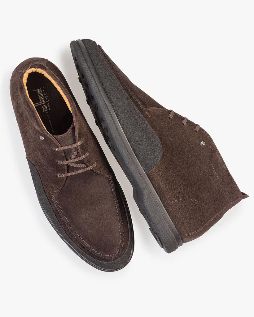 Halbhoher Wildleder Schn&uuml;rstiefel