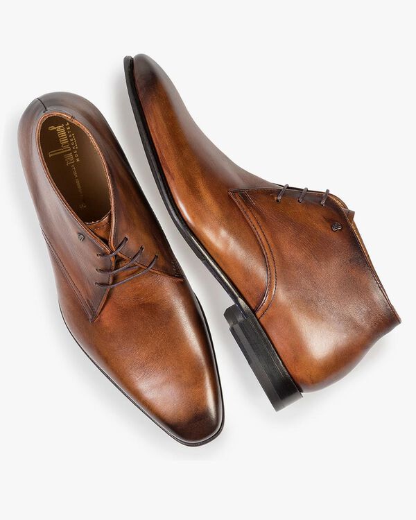 Kalbsleder-Schn&uuml;rschuh cognac