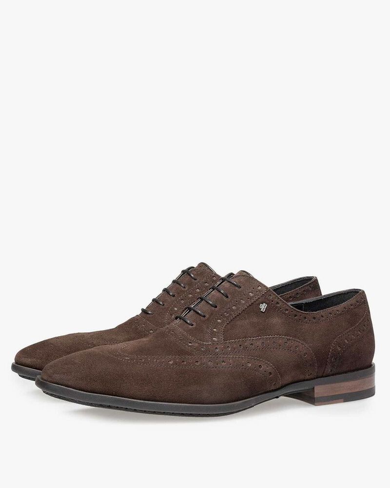 Brauner Kalbswildleder-Brogue
