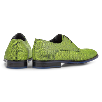 Lace shoe printed suede leather yellow