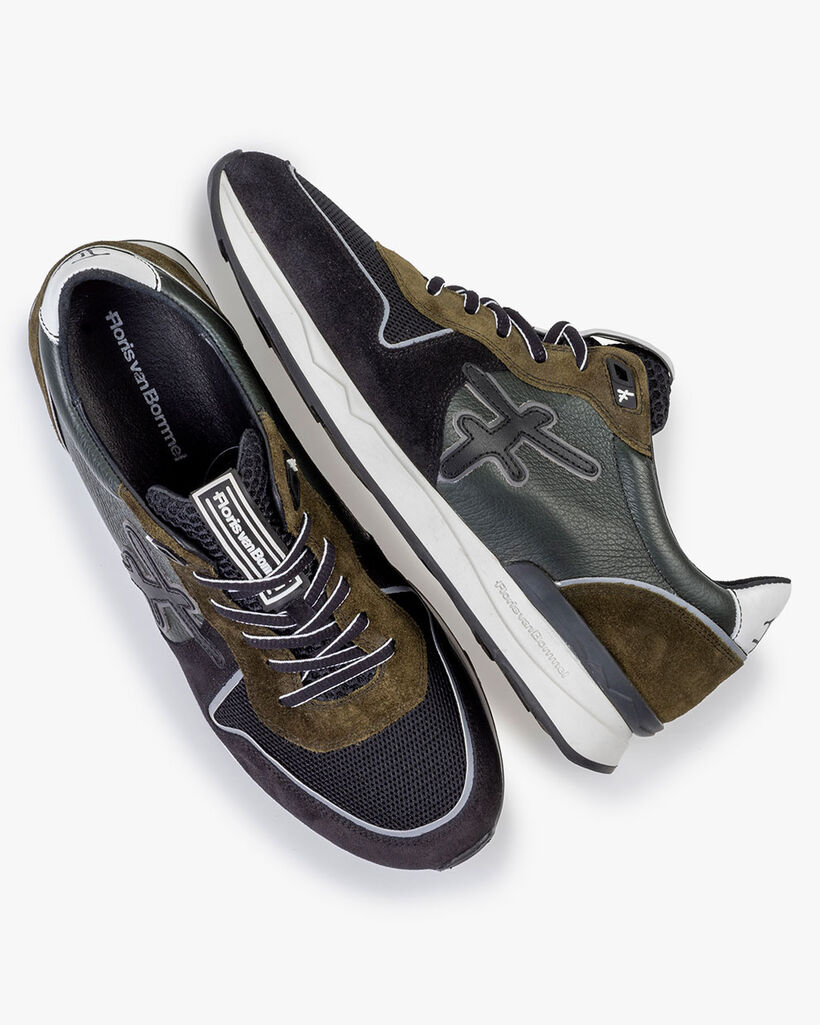 Sneaker Wildleder dunkelgr&uuml;n/schwarz