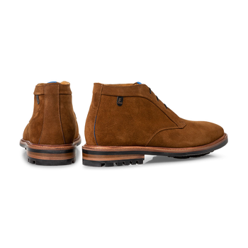 Schn&uuml;rstiefel Wildleder cognac