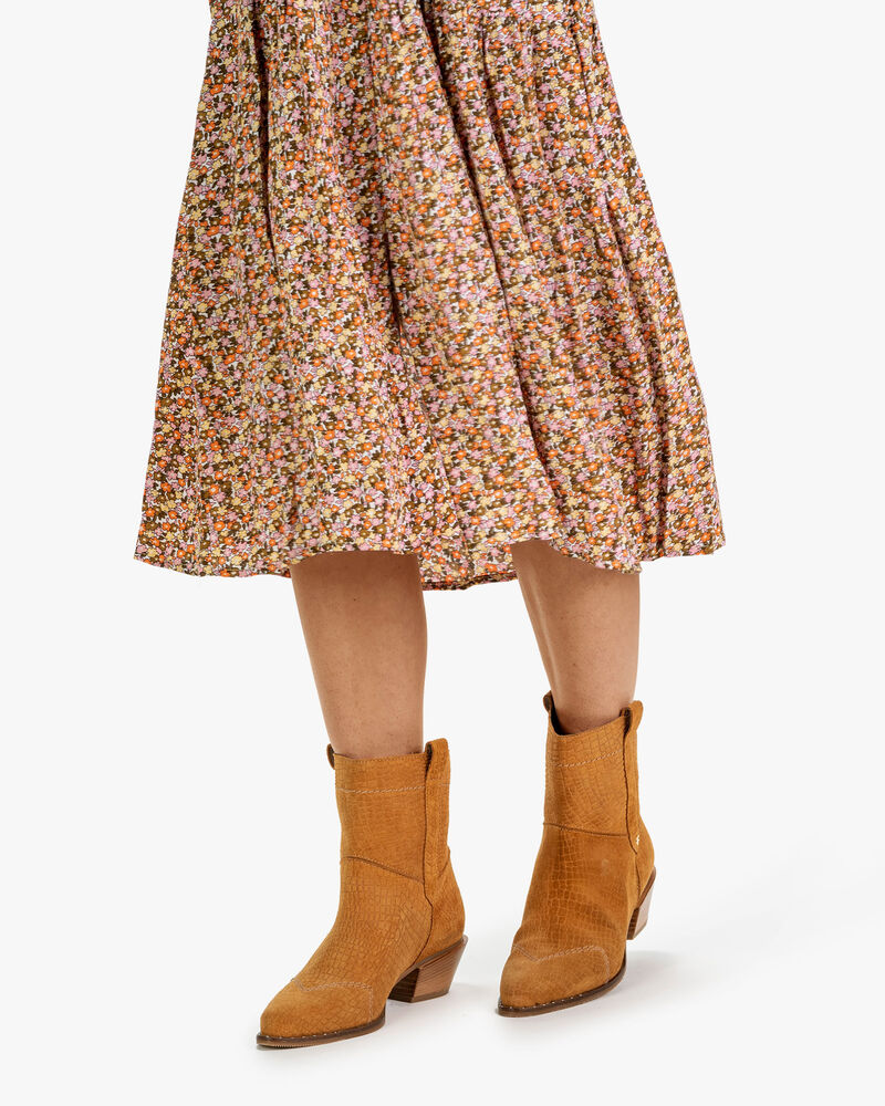 Boot printed suede leather cognac