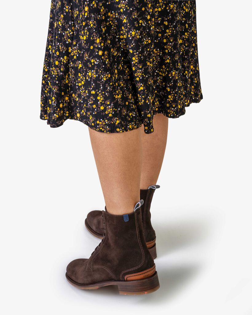 Schn&uuml;rstiefel Wildleder dunkelbraun