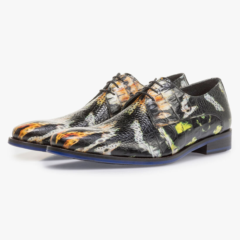 Orange-gelber Premium Leder-Schn&uuml;rschuh