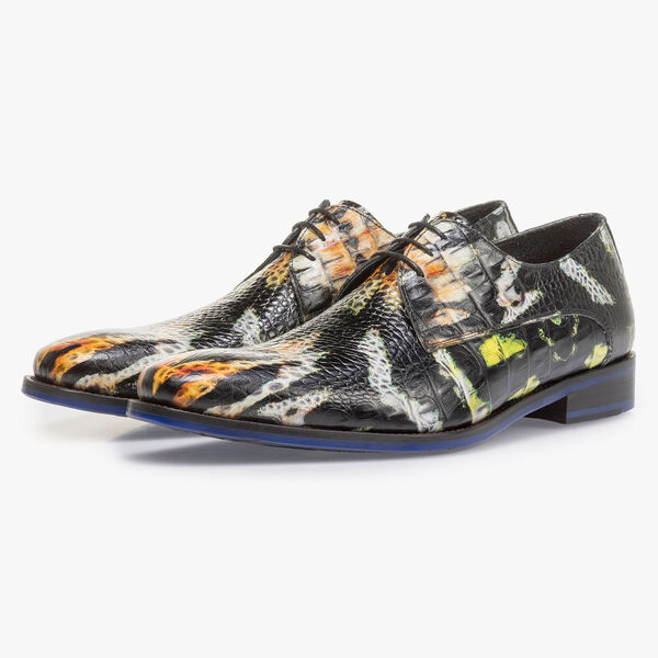 Orange-gelber Premium Leder-Schn&uuml;rschuh