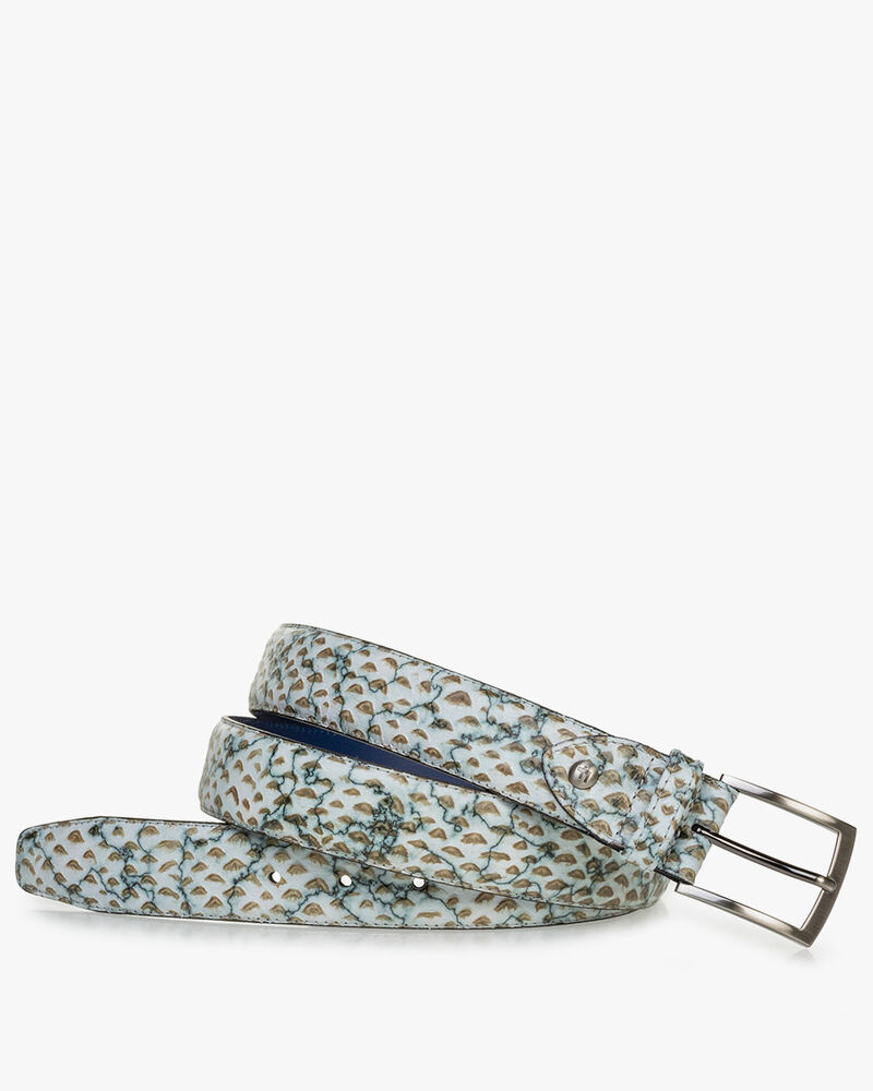 Belt printed leather sand-coloured