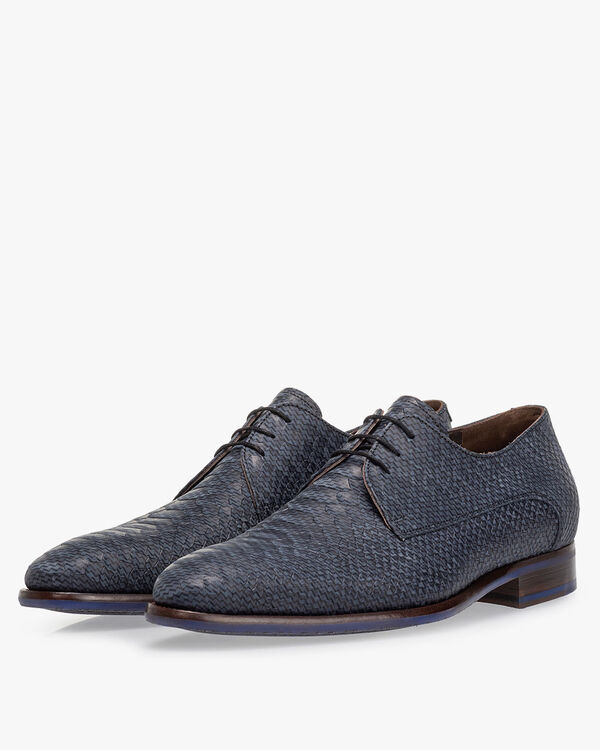 Lace shoe nubuck leather dark blue