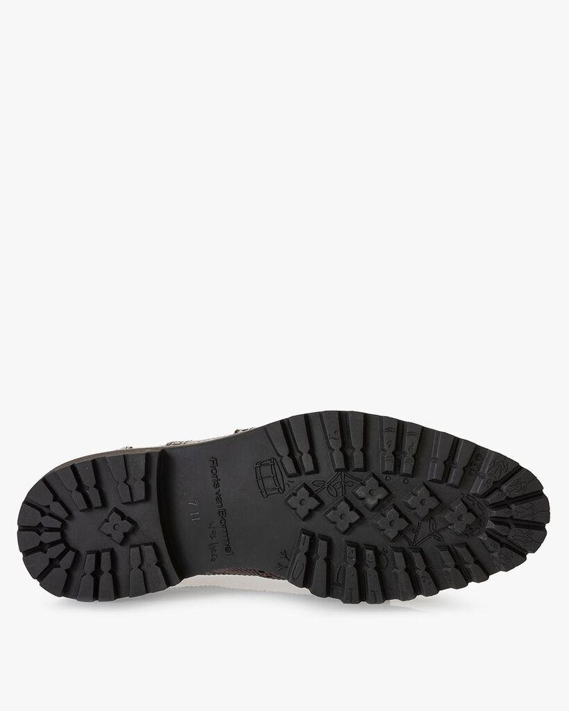 Schn&uuml;rschuh Leder-Print cognac