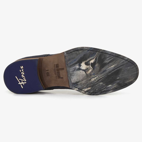 Floris van Bommel blauer Herren-Schnallenschuh aus Veloursleder