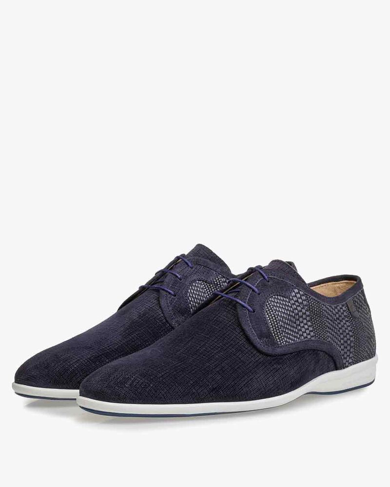 Lace shoe suede leather blue
