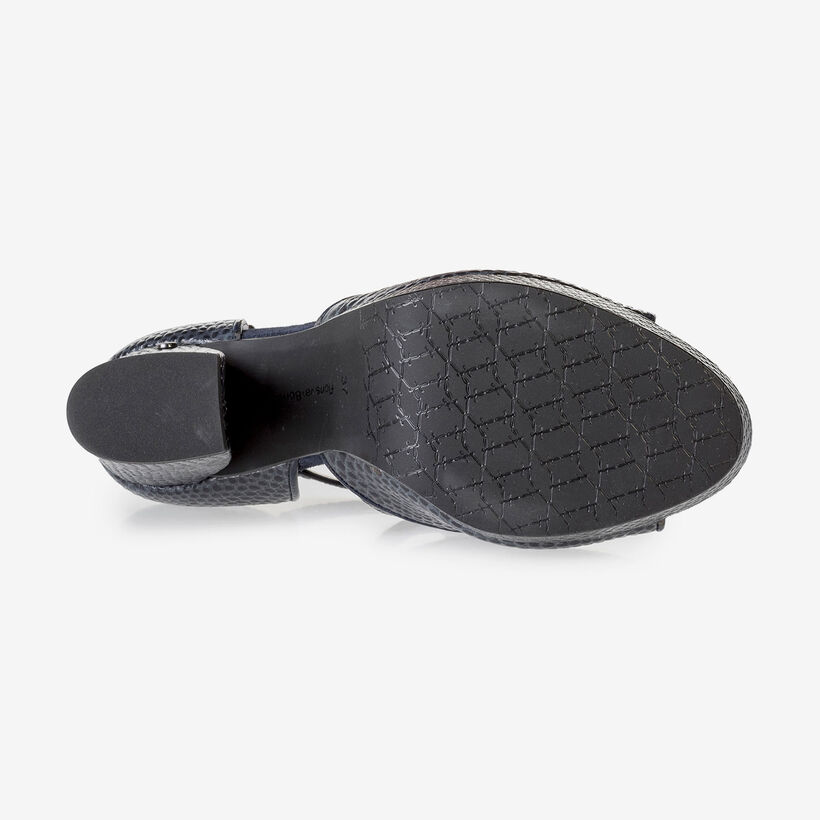 Dunkelblaue Leder-Sandalette mit Print