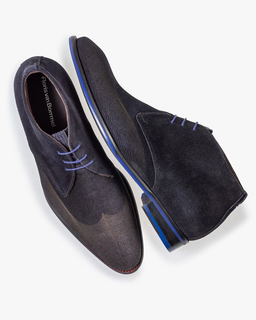 Schn&uuml;rstiefel blau mit Print