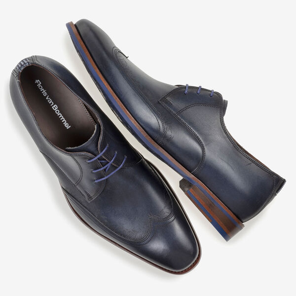 Schn&uuml;rschuh blau Kalbsleder