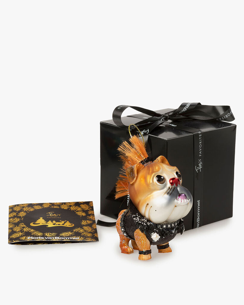 Geschenkbox mit Weihnachtsanhänger 'Rocker Pug'