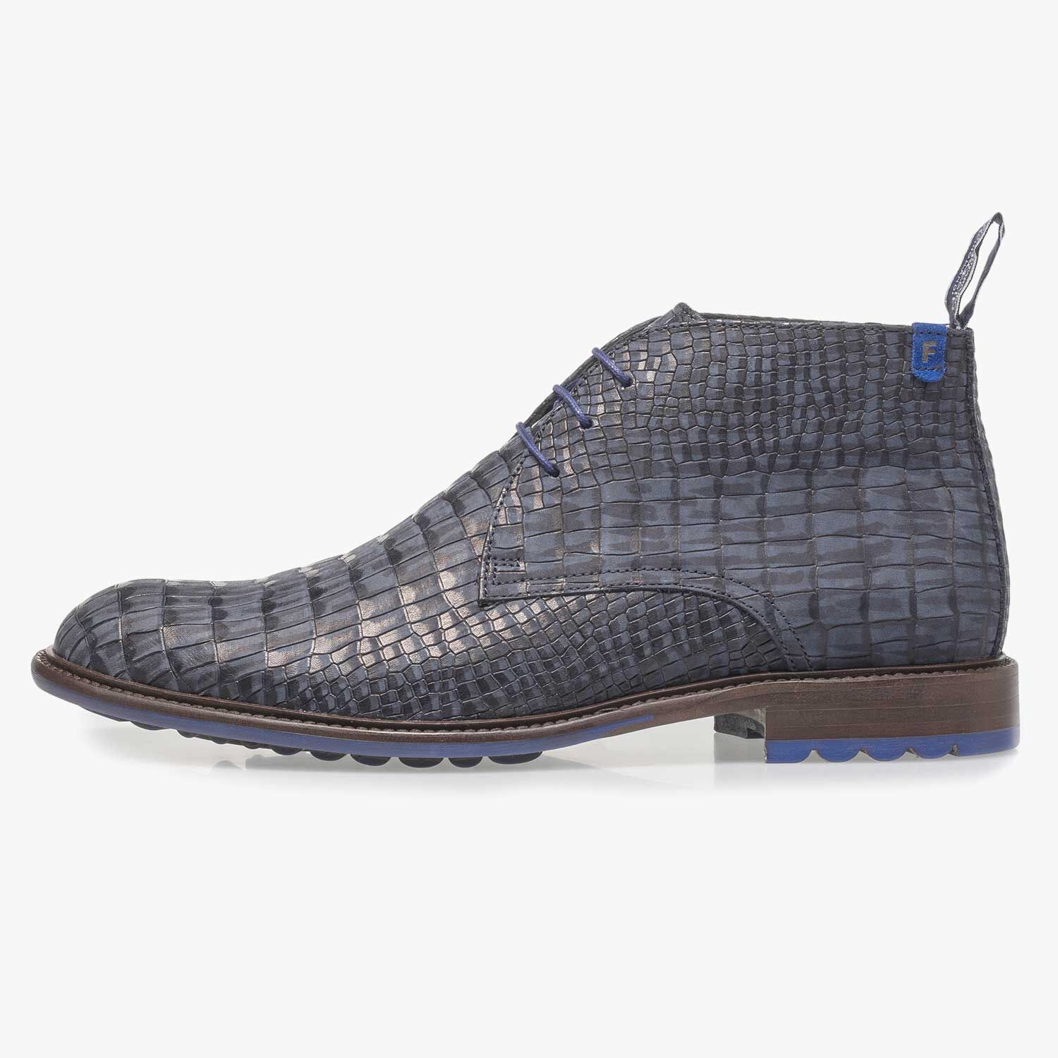 Blauer Nubukleder Schnurschuh 10203 22 Floris van Bommel Official