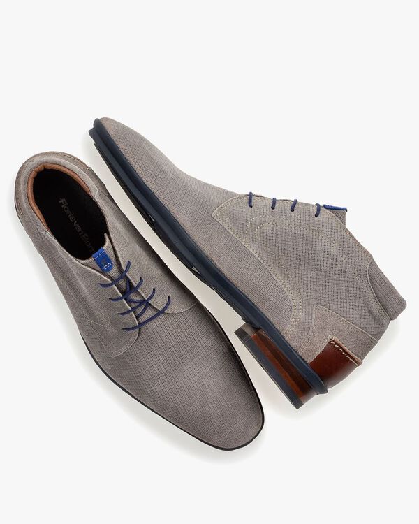 Stiefel mit Print Wildleder grau