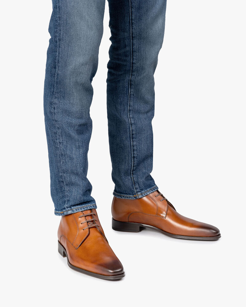 Schn&uuml;rstiefel Kalbsleder cognac