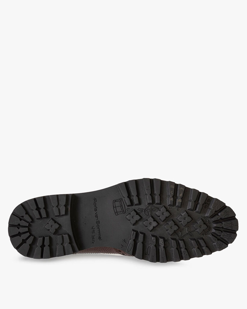 Schn&uuml;rstiefel Leder-Print cognac