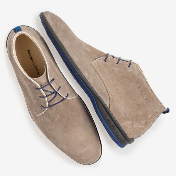 Beige suede leather lace boot