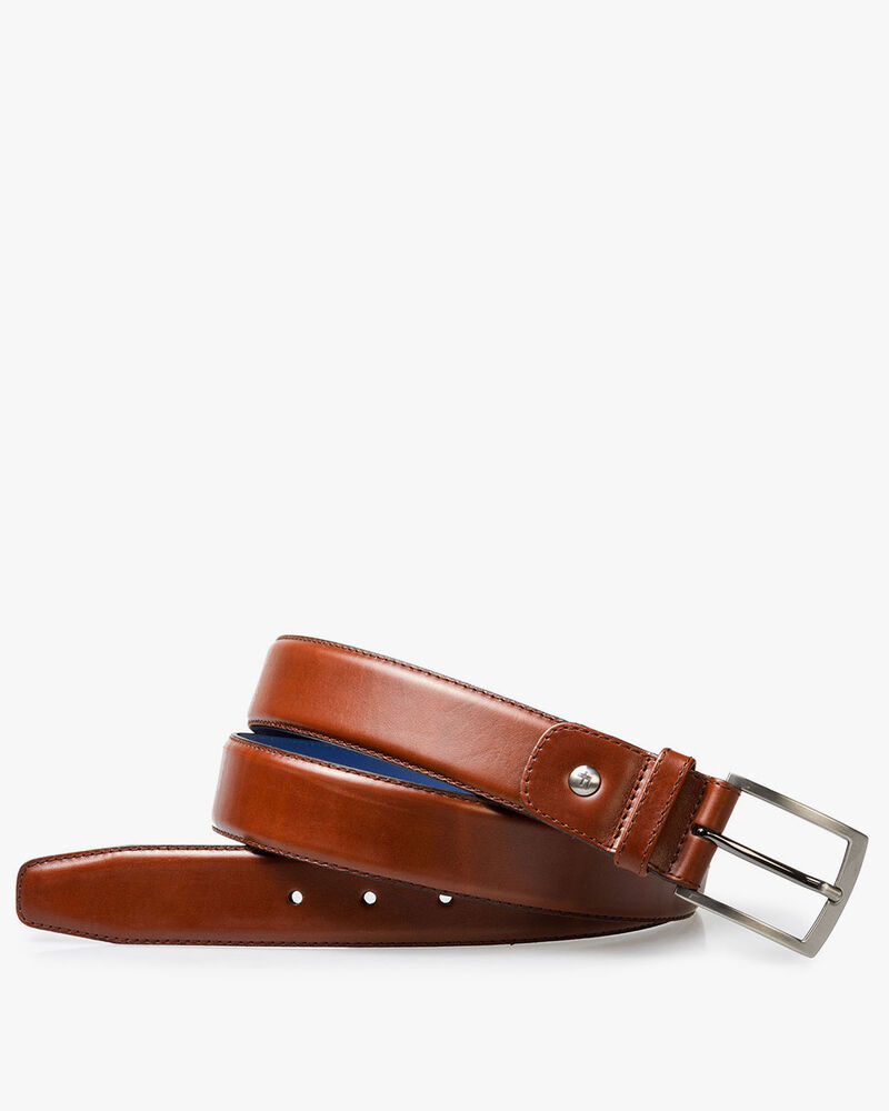 Belt calf leather cognac