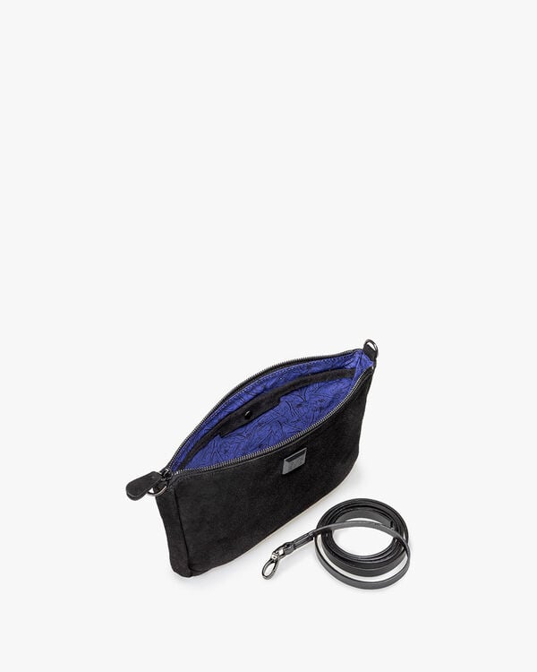 Cross body bag suede leather black
