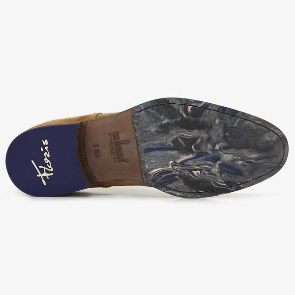 Floris van Bommel sandfarbener Herren-Schnallenschuh aus Veloursleder