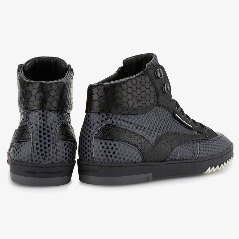 Floris van Bommel semi-high grey leather men’s sneaker with triangle print