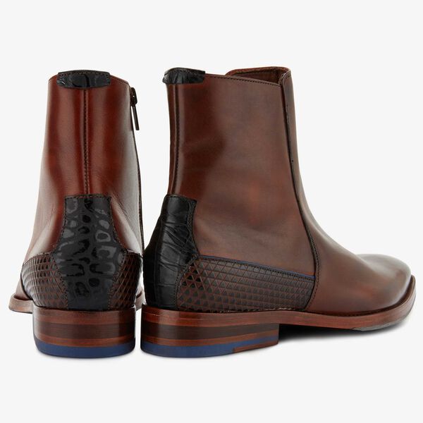 Floris van Bommel Cognacbraunes Leder Herren Chelsea Stiefel