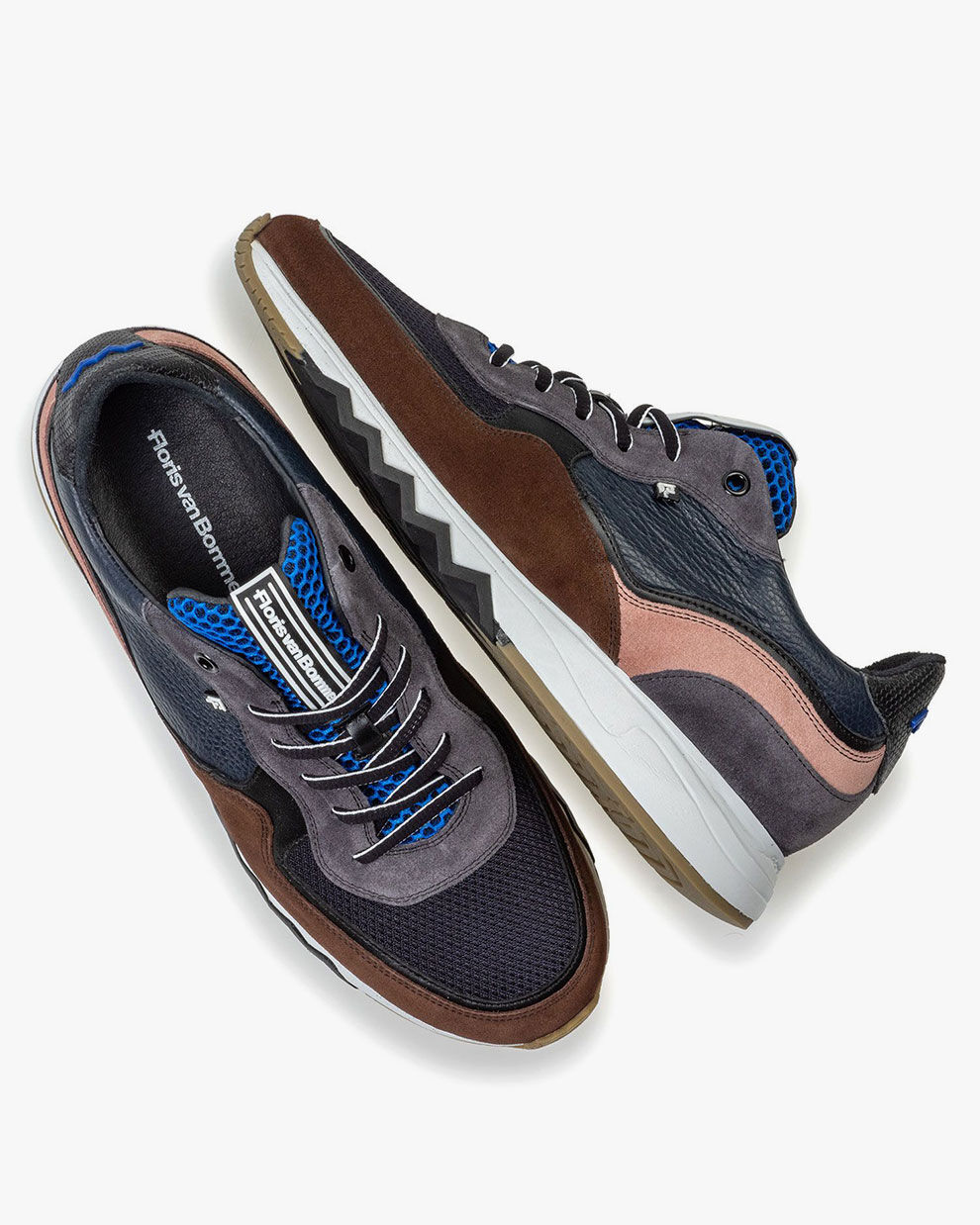 Whisky \u0026 blue suede leather sneaker SFM-10091-23-01 | Floris van Bommel®