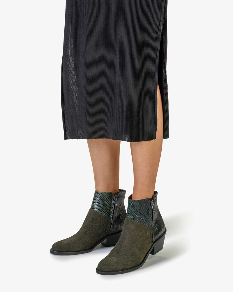 Ankle boot printed suede green