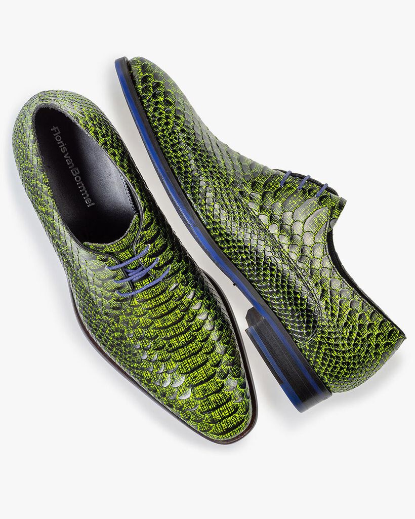 Lace shoe snake print dark yellow