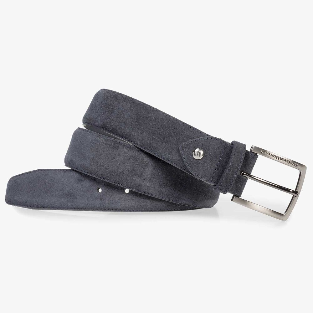 Dark blue suede leather belt 