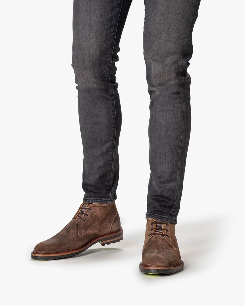 Schn&uuml;rstiefel Wildleder cognac