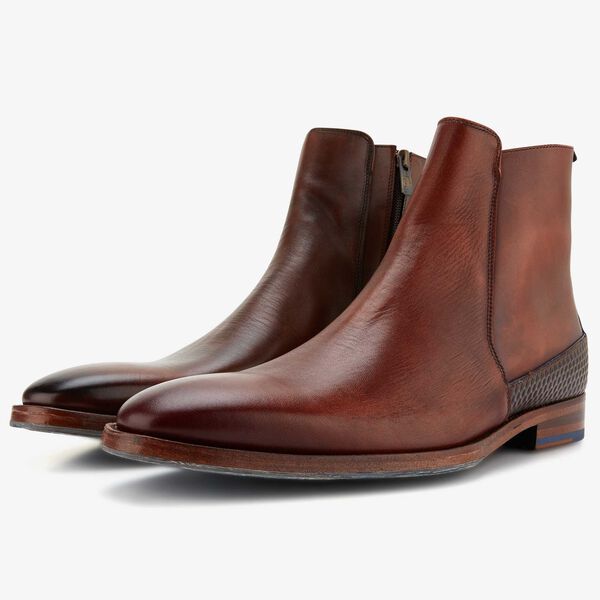 Floris van Bommel Cognacbraunes Leder Herren Chelsea Stiefel