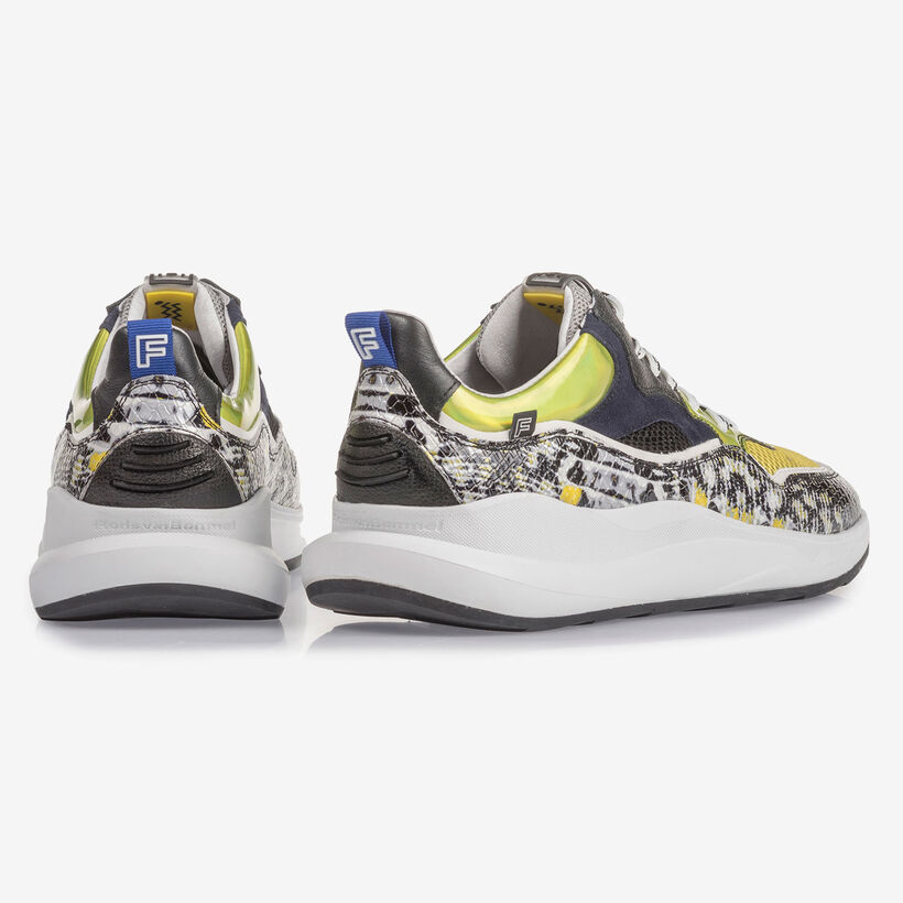 Multi-colour sneaker with grey and yellow print