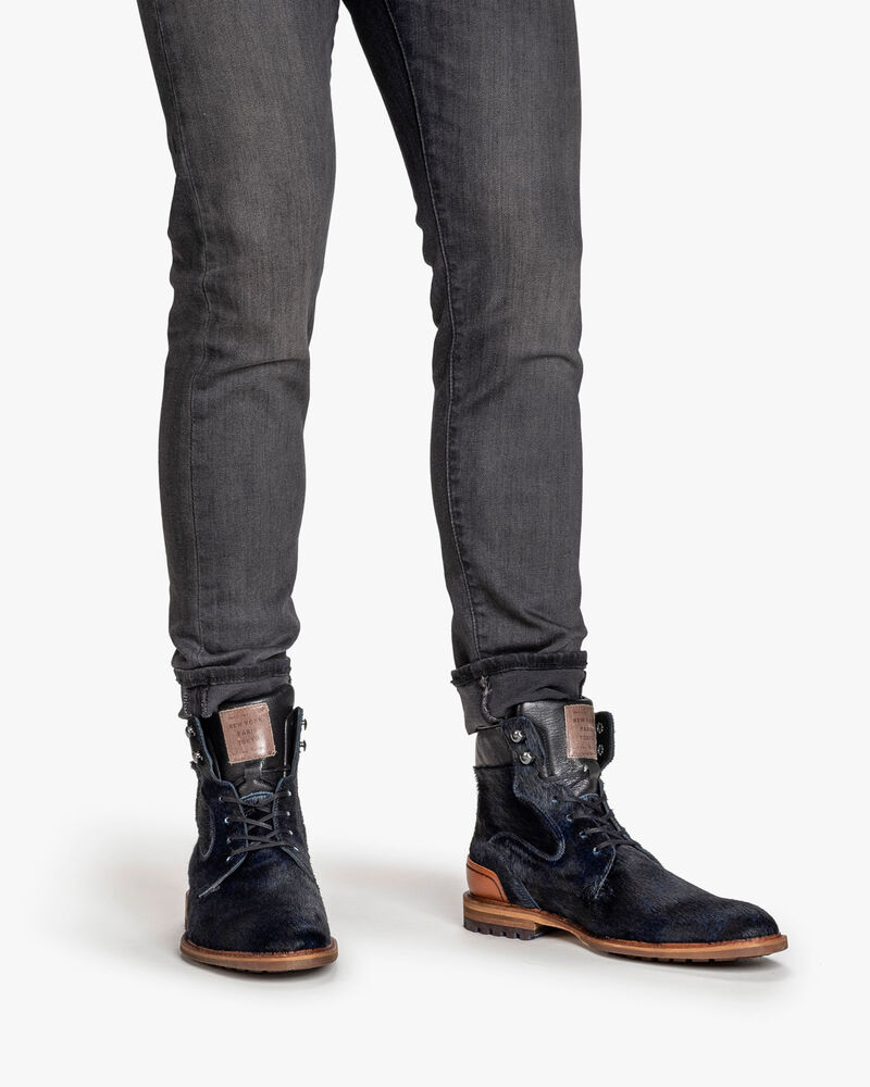 Schn&uuml;rstiefel Pony blau