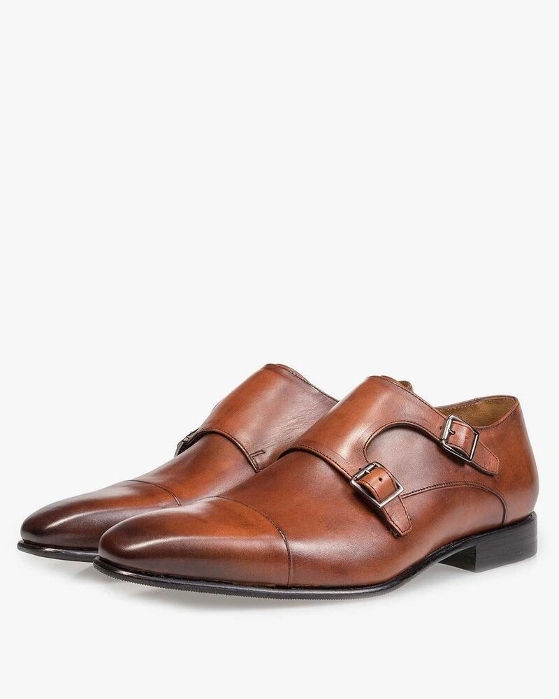 Cognac Monk-Schnallenschuh