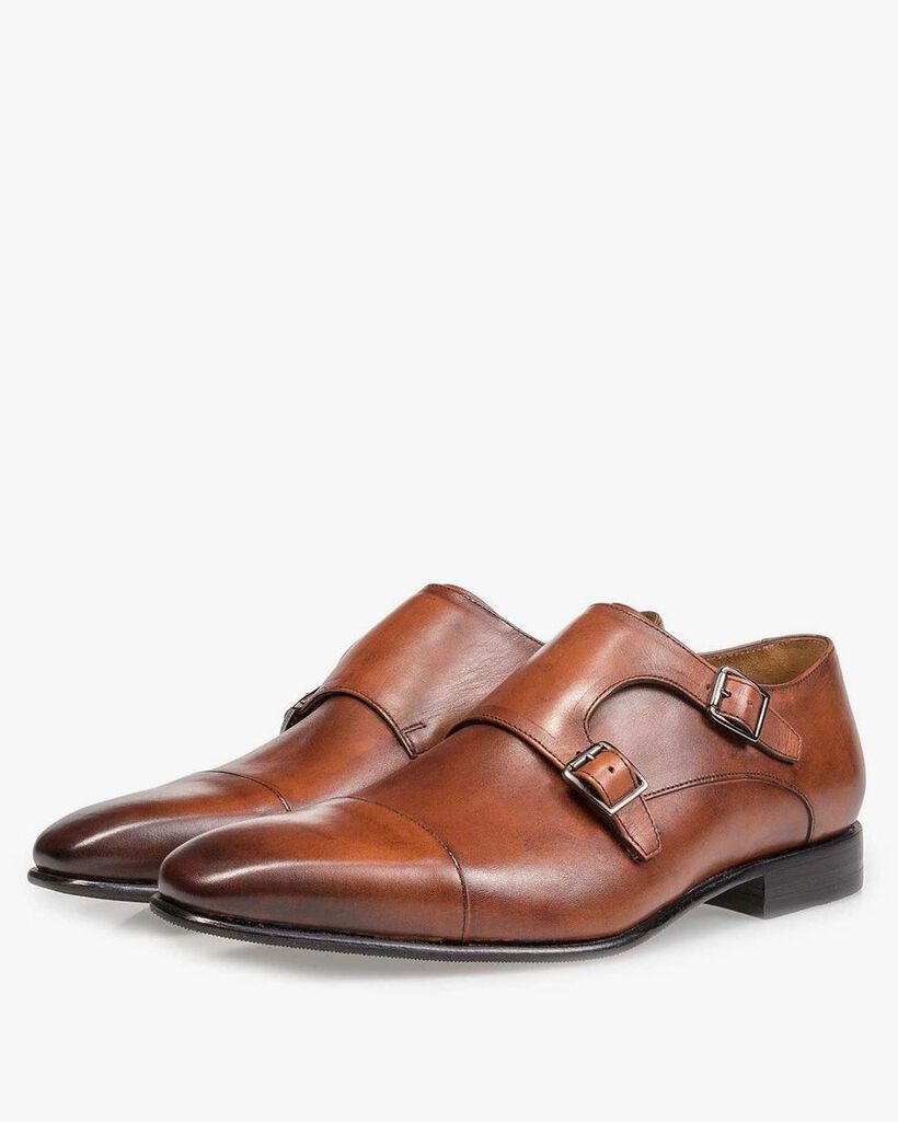 Cognac Monk-Schnallenschuh