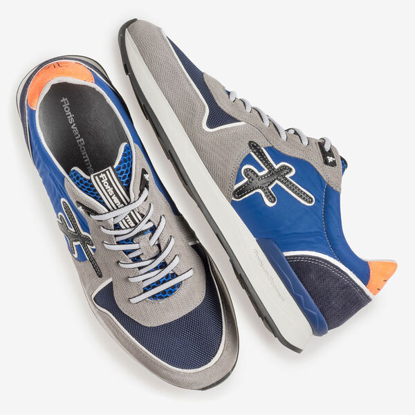 Grey and blue suede leather sneaker