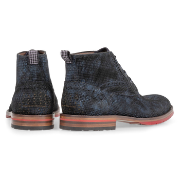Lace boot blue with print