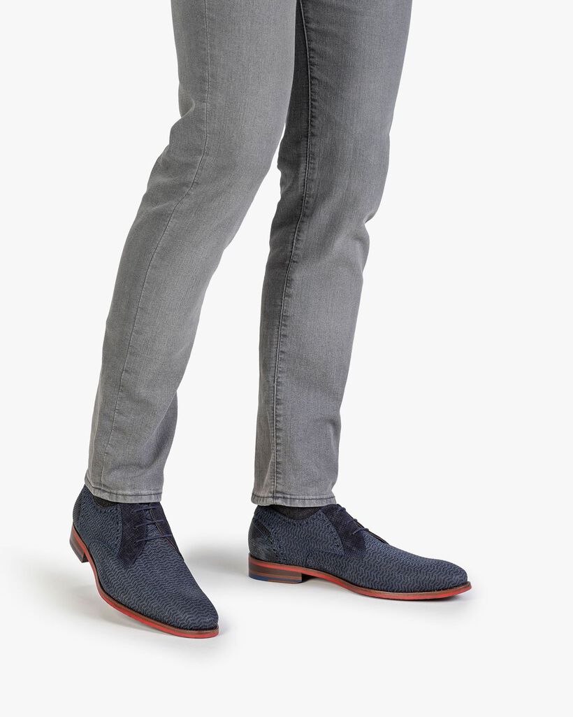 Schn&uuml;rschuh Nubukleder blau