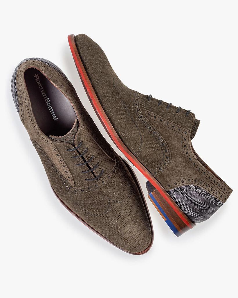 Schn&uuml;rschuh dunkelgr&uuml;n mit Print