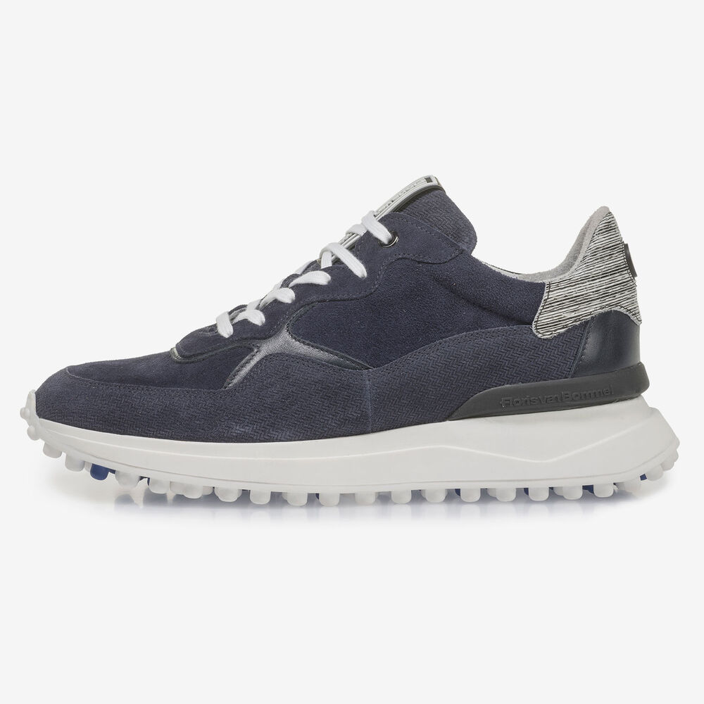 Blauer Wildleder-Sneaker mit Print