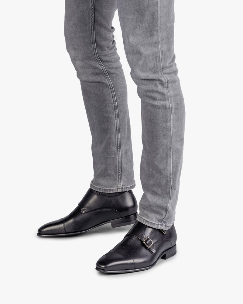 Schwarzer Kalbsleder Monk