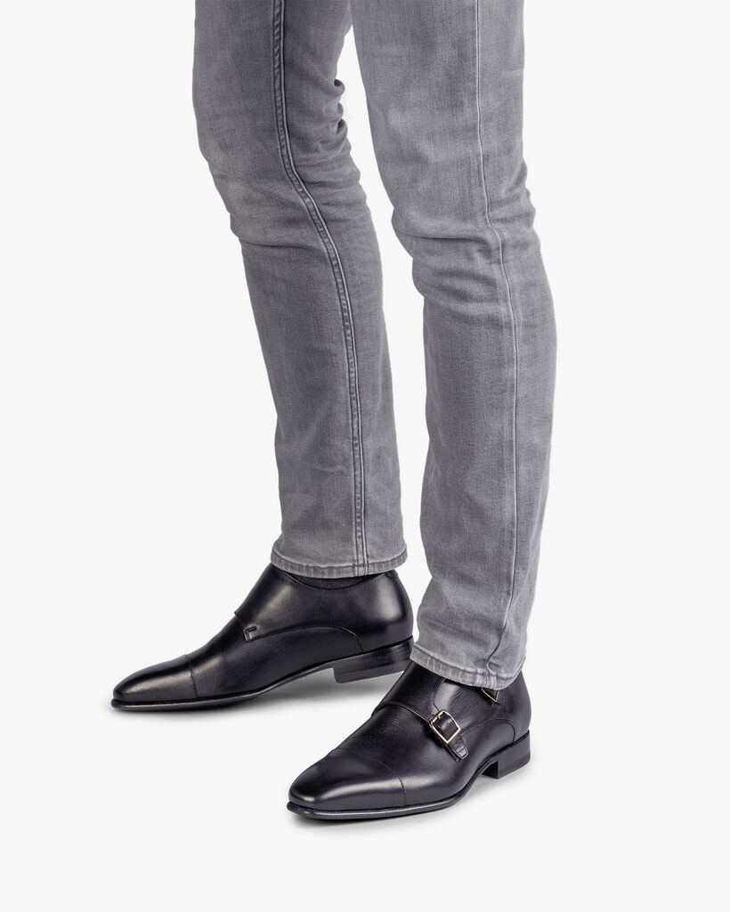 Schwarzer Kalbsleder Monk